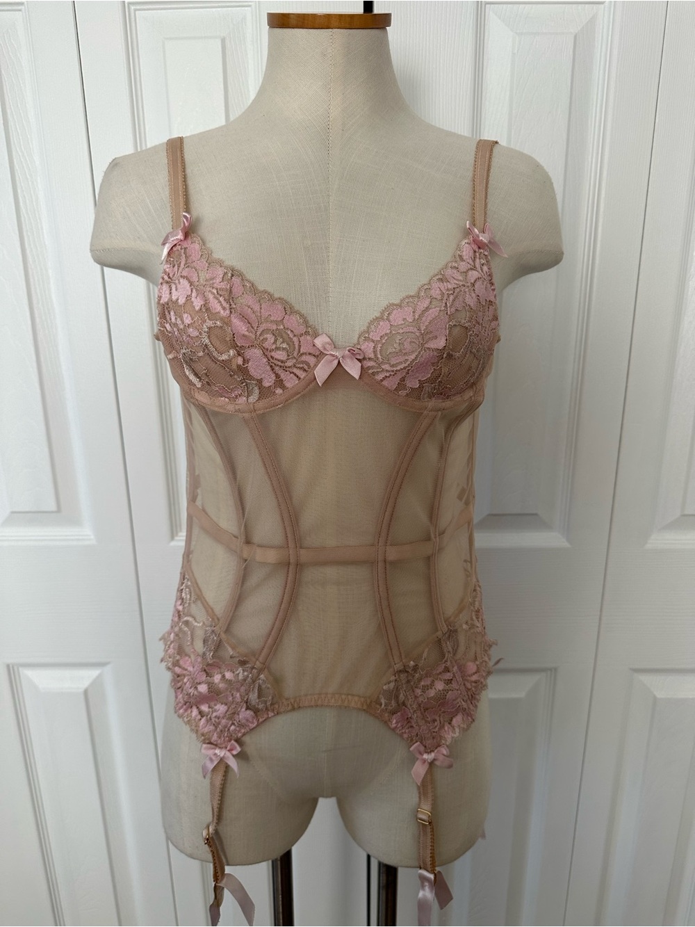 L’Agent Sheer Lace Corset with Garter Straps
